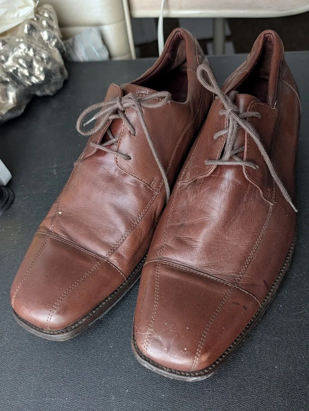 Men's Brown Leather Lace-Up Dress Shoes
